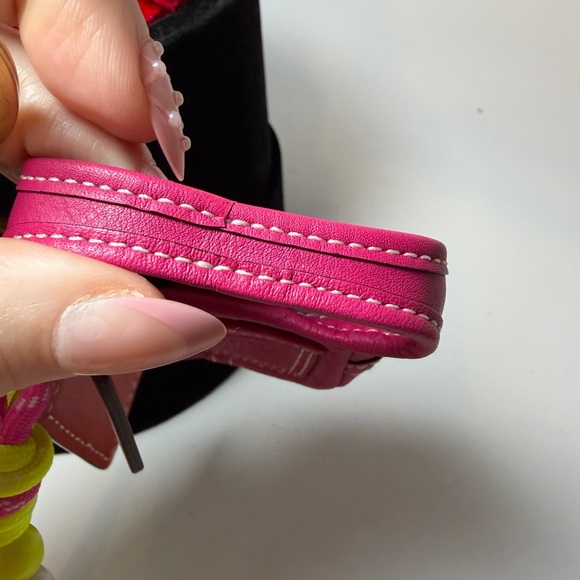 SOLD Vintage Coach Mini Hobo Ergo Key Ring/Bag Charm Pink Leather Mini Bag Y2K - Picture 7 of 9